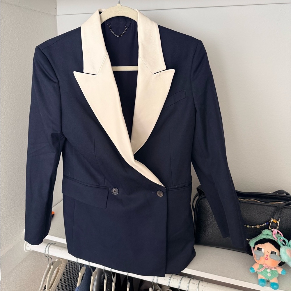 Salvatore Ferragamo Blazer with Cream Leather Lapel
